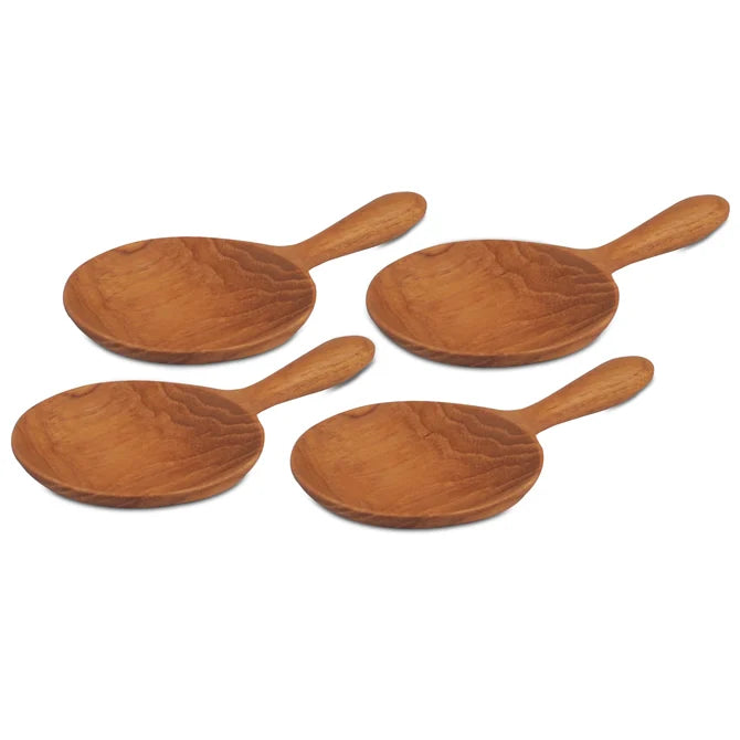 Small Round Teak Spoons- Set of Four